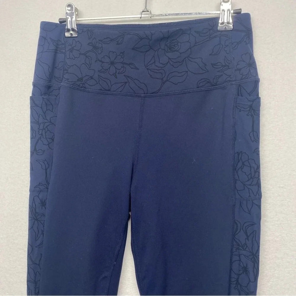 Sketchers Navy Blue Floral Skinny Leggings S? - Picture 1 of 8